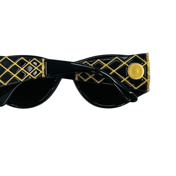 Vintage 90’s Rochas Paris Black Gold Statement Sunglasses Mod 901901 Made France main image 12